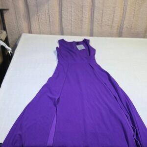 Mushare Purple Sleeveless V-Neck Maxi Dress Side Slit Formal Gown NWT
